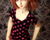 Super Dollfie Black And Pink Star Top For SD BJD