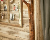 32 inch Natural Wooden Hook Coat Rack made from a Reclaimed Branch with a dark stain finish
