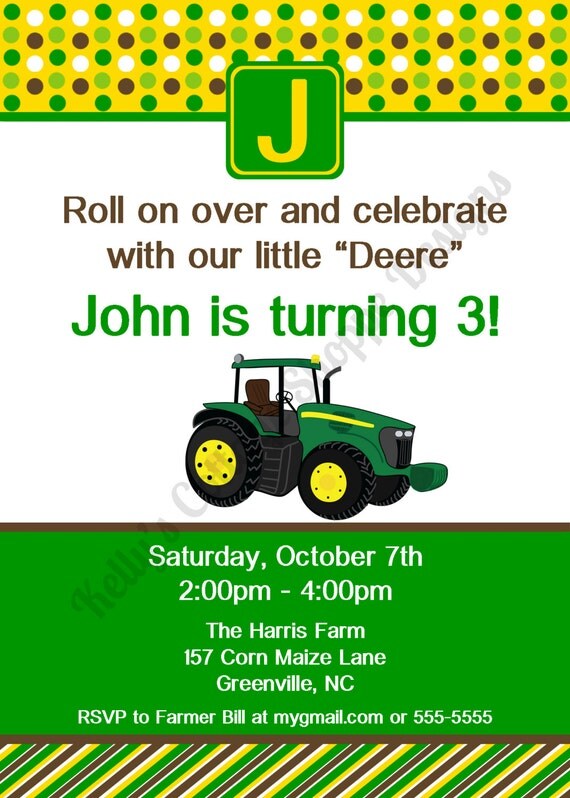 Tractor Birthday Party Invitation.... Custom, Printable, Digital Il_570xn