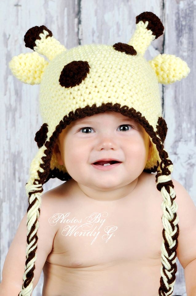 Crochet giraffe hat, custom made, newborn- adult, photography prop