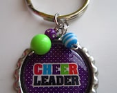 Cheerleader Bottle Cap Keychain