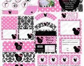 Minnie Mouse Damask inspired party with customization .... printable party supplies by 2fungraphics Il_170x135
