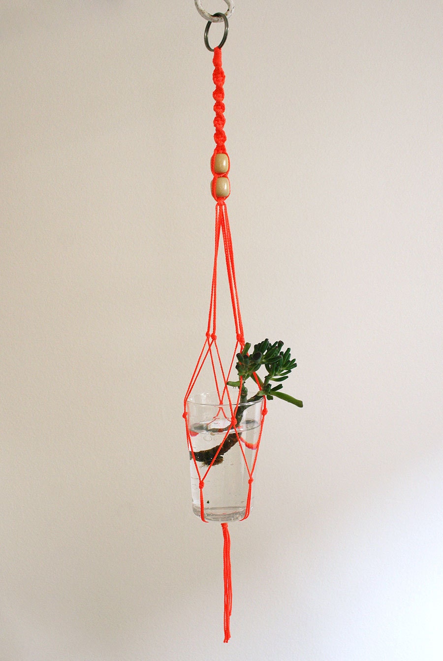 Small macrame plant hanger - neon orange