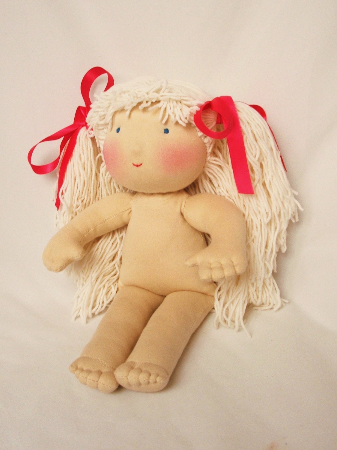 Waldorf  doll 15"  with BLOND hair without clothes - pure natural organic