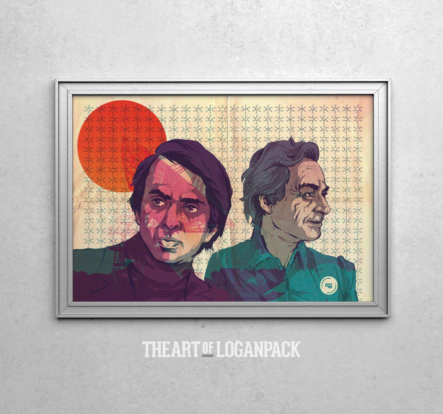 SCIENCE - Carl Sagan & Richard Feynman - Original Art Poster (LARGE)