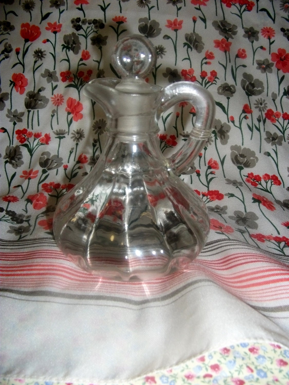 1 DOllAR SAlE Vintage Glass Cruet Bottle Unusual "Lollipop top" Stopper Now Only 1 USD