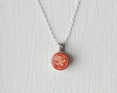 Tomato Necklace- Natural Wood- Red- Fruit Vegetable Jewelry- Sliced Fruit- 925 Sterling Silver Chain- FREE USA SHIPPING