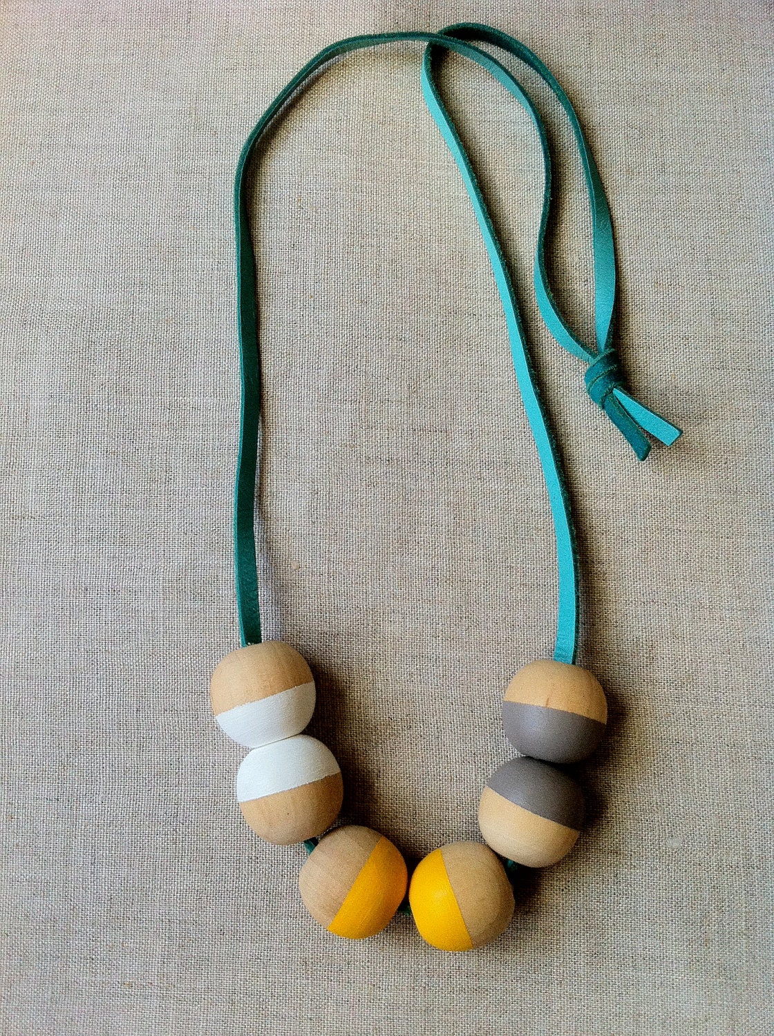 Modern Geometric Wood Bead Necklace