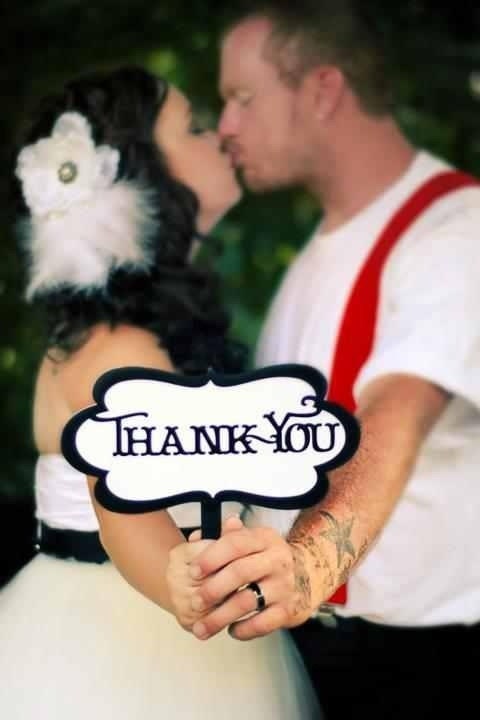 Photo Props - Thank You Sign - Black & White - Shabby Chic/Script - Item 006