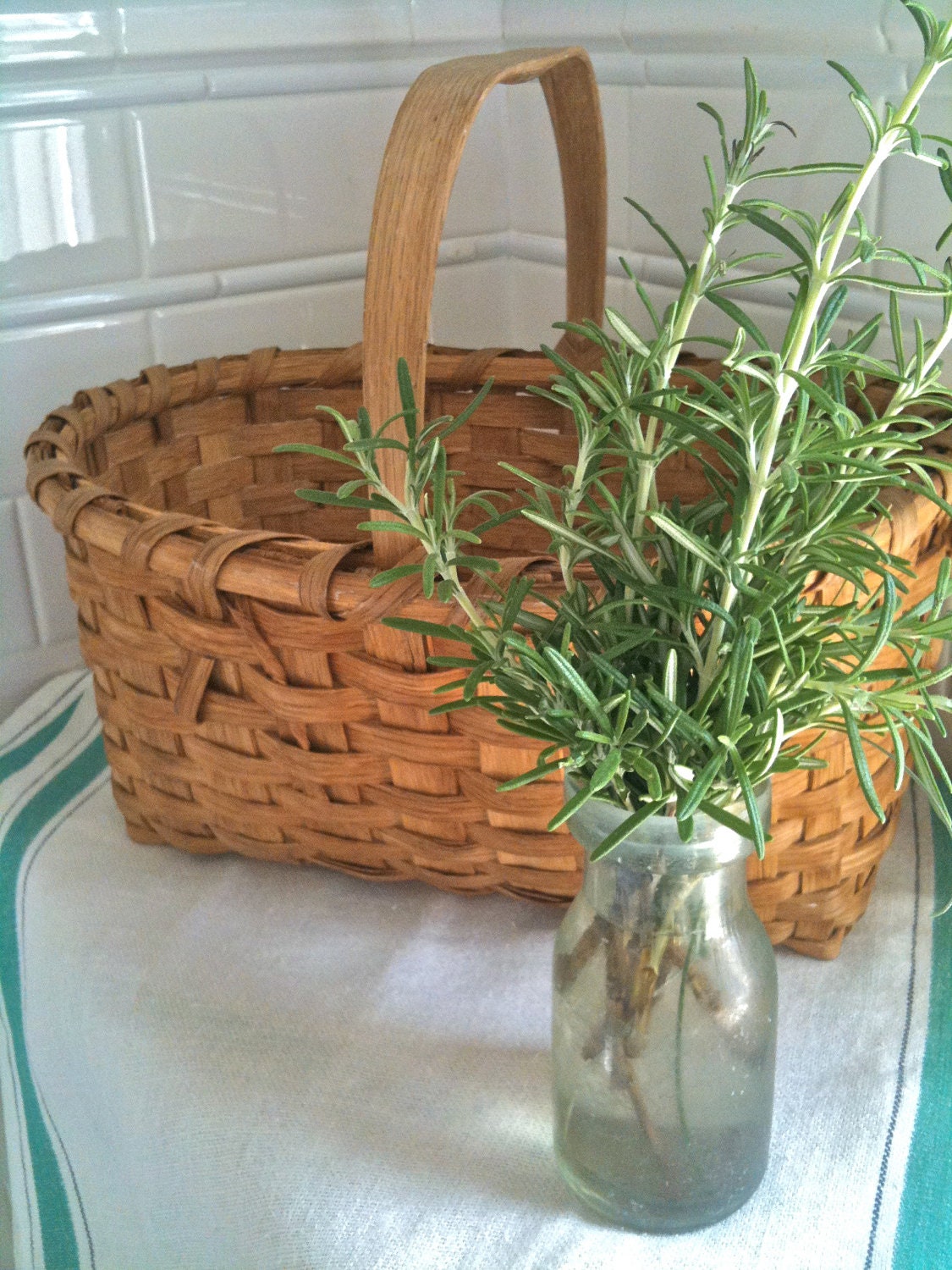 Vintage White Oak Handwoven Gathering Basket Made By Roger Curry Gibson Curry Baskets From The Ozarks