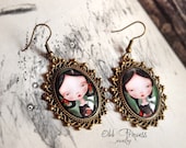 Macabre Sisters Victorian Cameo Earrings By Odd PRINCESS, Wearable Art, Valentine Gift