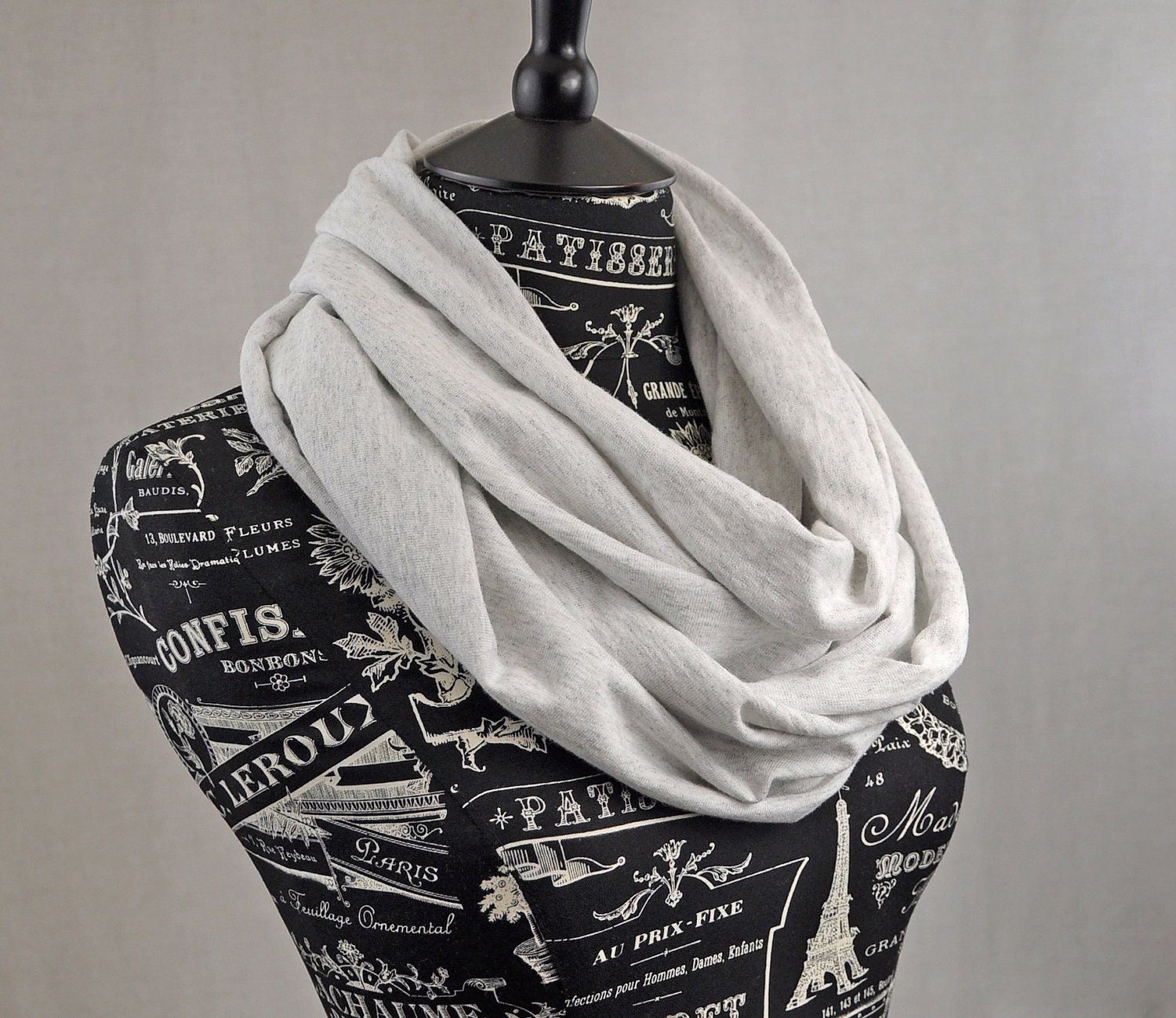 Infinity Scarf Jersey Grey Light Heather Cowl