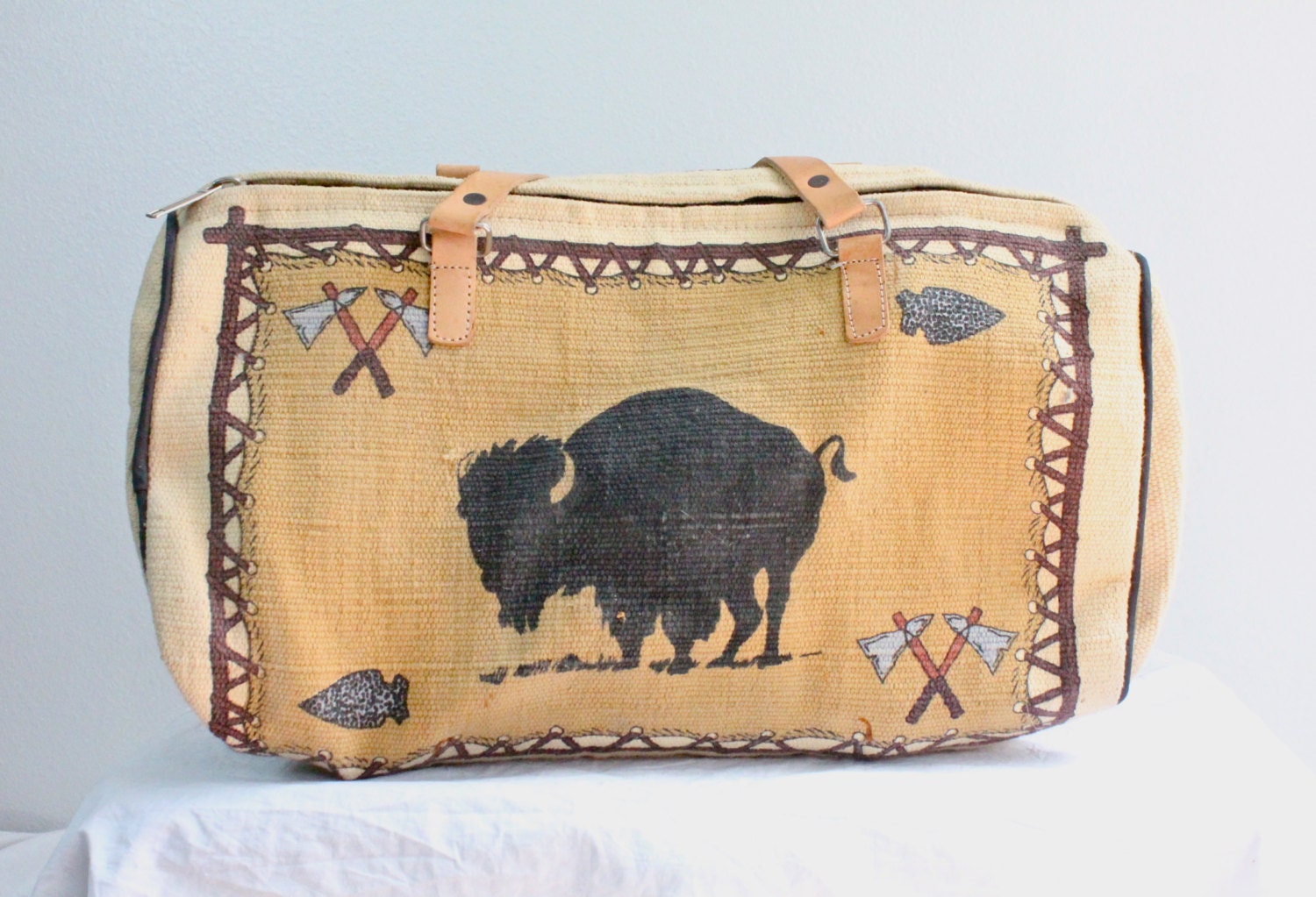 Vintage 70's Tribal Buffalo Duffle Bag