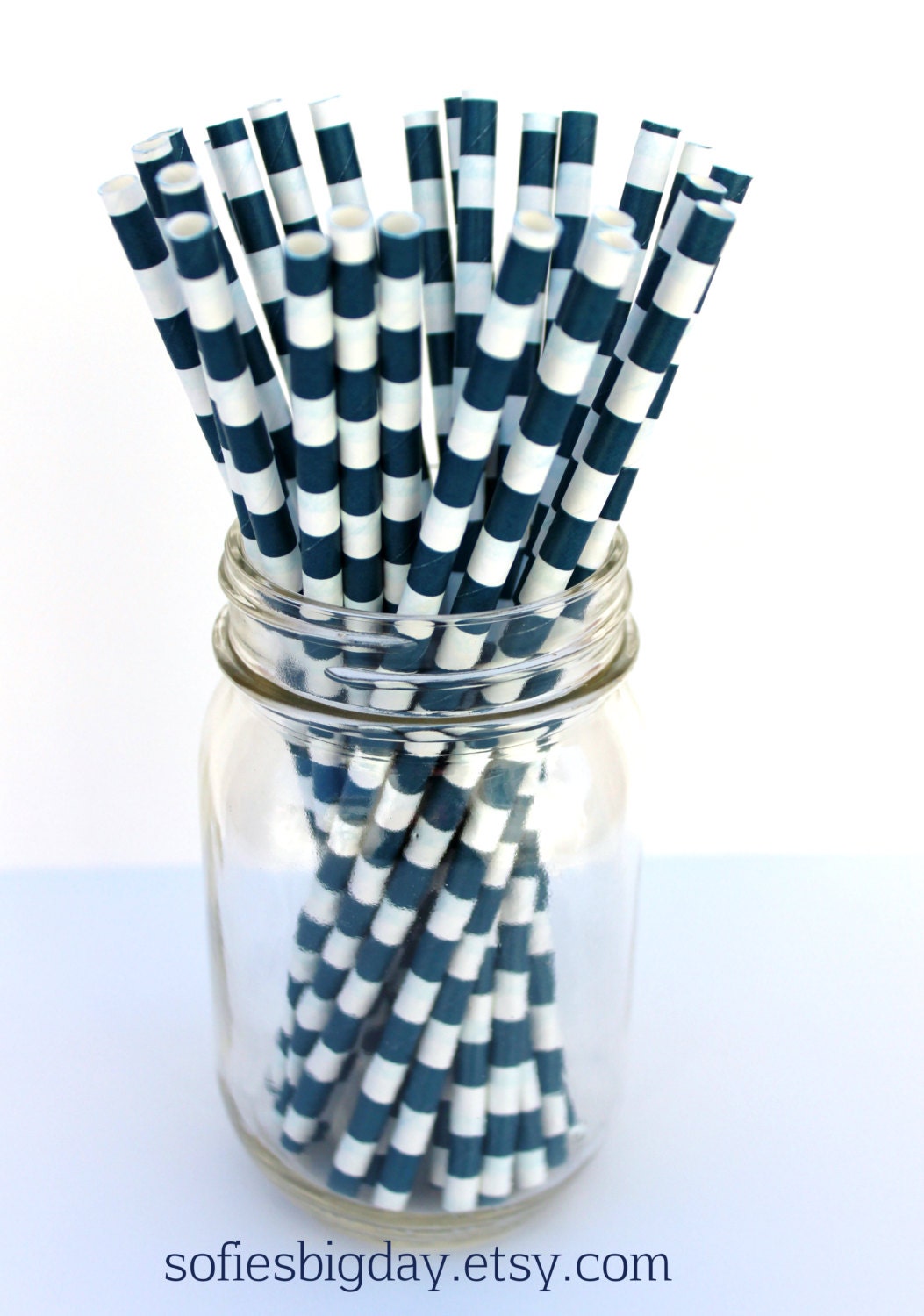 NAVY HORIZONTAL Stripe Straws-25 NavyStripe Straws-retro stripe straws-paper straws-navy paper straws-25 count Il_170x135