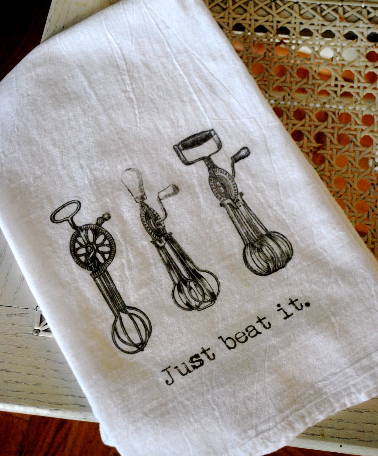 Just Beat It Flour Sack Tea Towel
