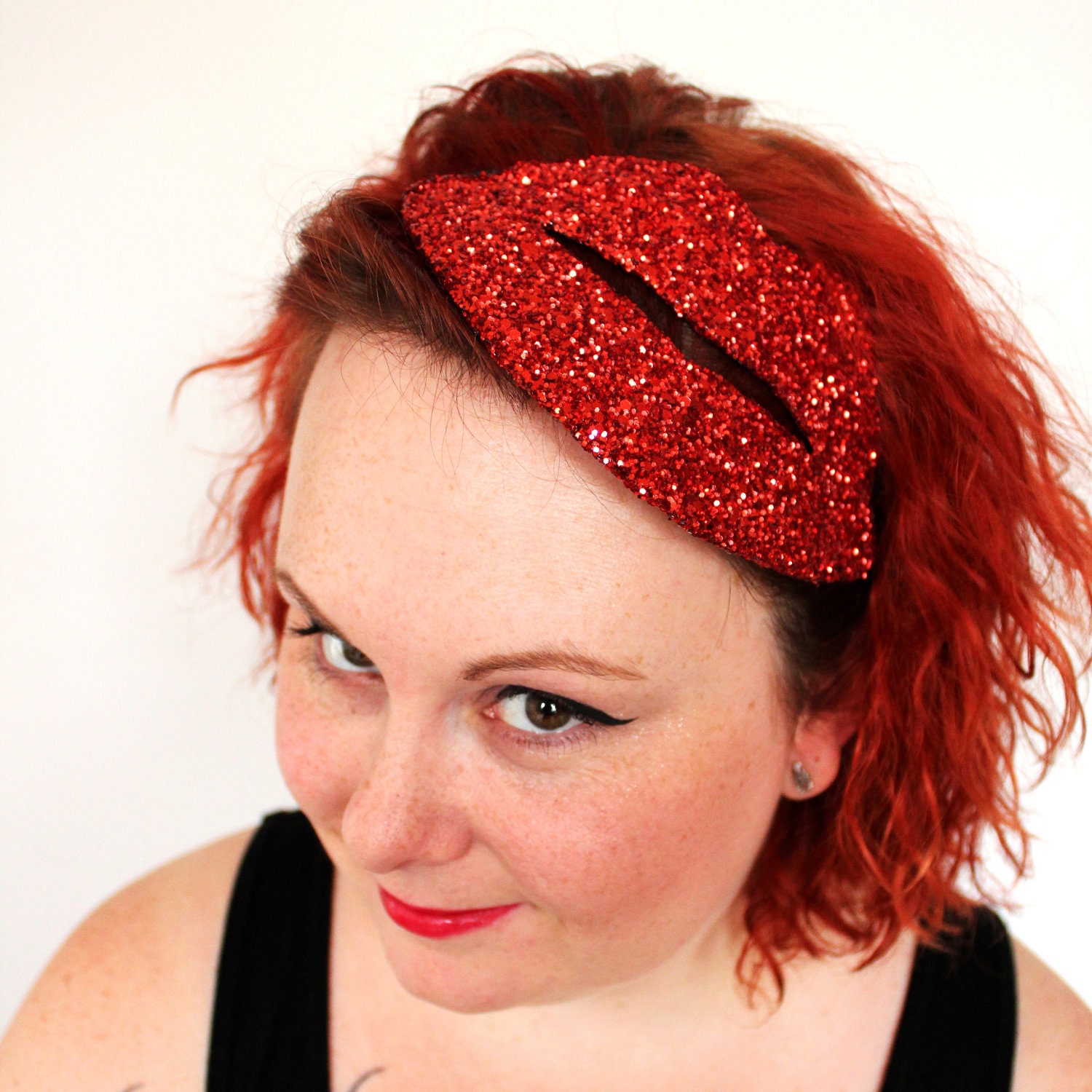 Red Glitter Lips Mouth Headband