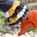 Charcoal Grey Leggings with Ruffles in Grey, Vintage Yellow, and Lace