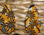Funky Floral Fabric Covered Wood Earrings
