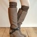 SALE SALE LouLou -Coffee: Open-work Leg warmers w/ rubbed bronze metal buttons - Legwarmers boot socks (item no. 9-6)
