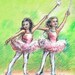Ballet ballerina dancers Art print girls children pink,  green 8x10