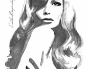Black and White Watercolor & Ink Painting Fine Art Print