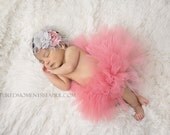 Tutu and Headband Set - Luxe Coral Pink - Precious Jewel Collection - Newborn Tutu - Girls Infant Baby Child Toddler Tutu