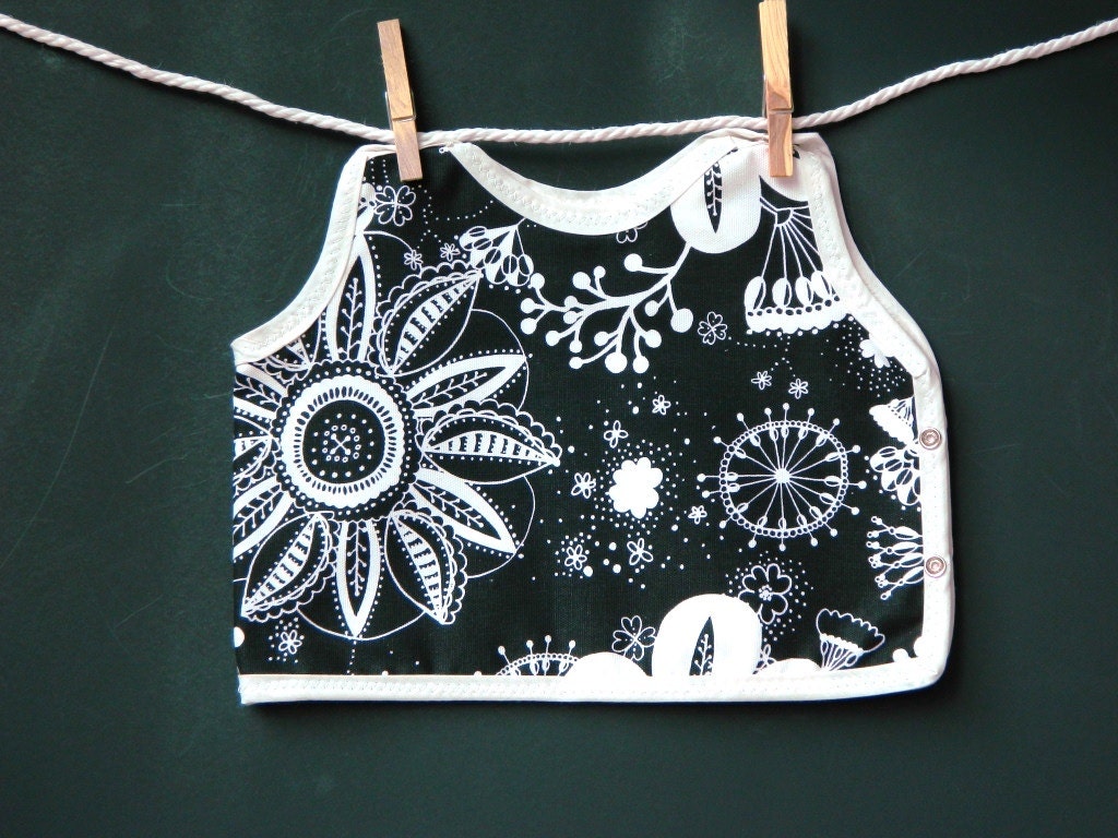 Black and White Baby and Toddler Bib Flower Baby Girl Shower Gift Reversible