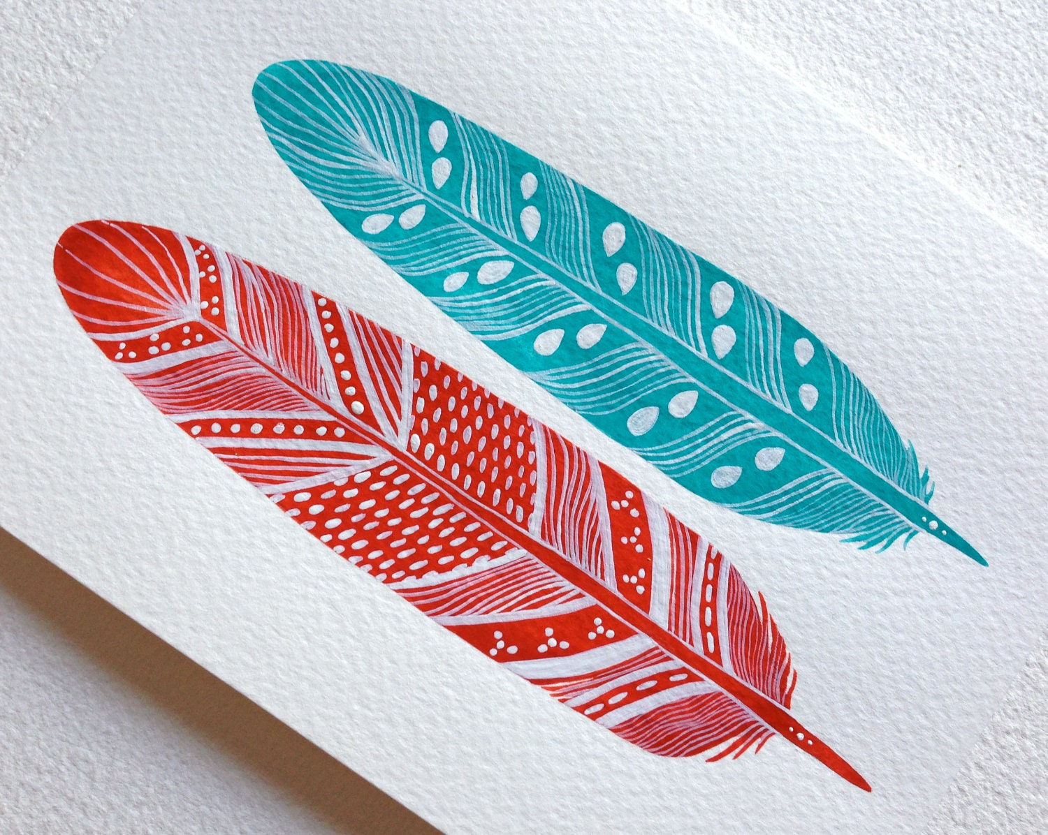 Watercolor Feather Painting - Archival Art Print - 5x7 Malakai Feathers - Black Friday Cyber Monday