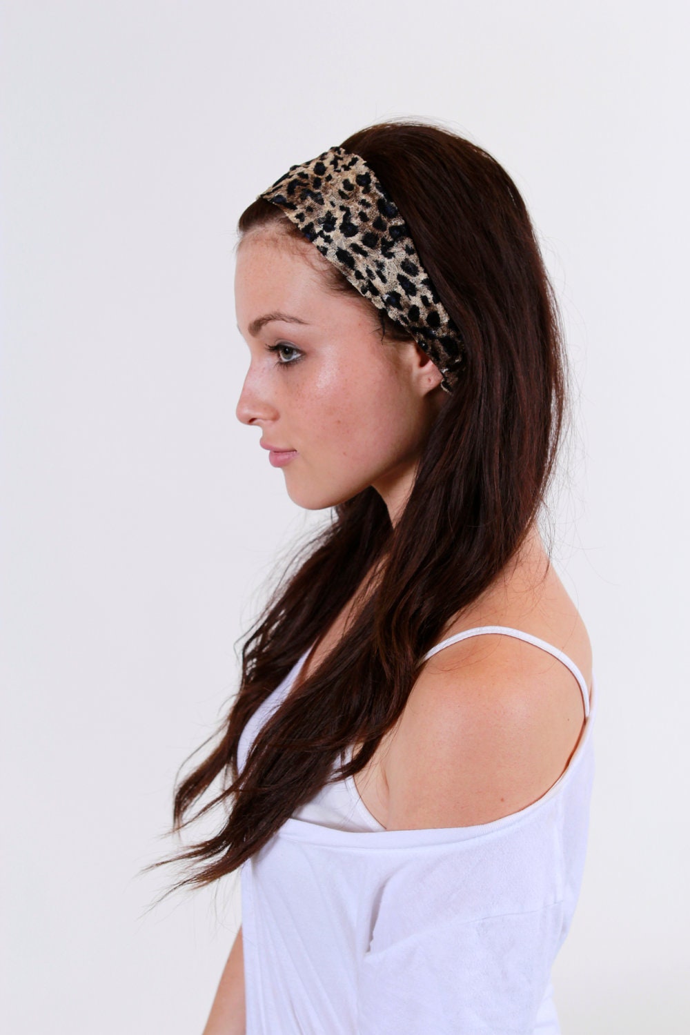 Leopard print Headband mesh lace knit womens animal print hair accessories