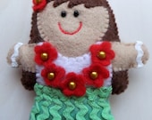Made to Order Felt Christmas Gingerbread Man Polynesian Aloha Girl hanging handmade ornament decoration Valentine Wedding