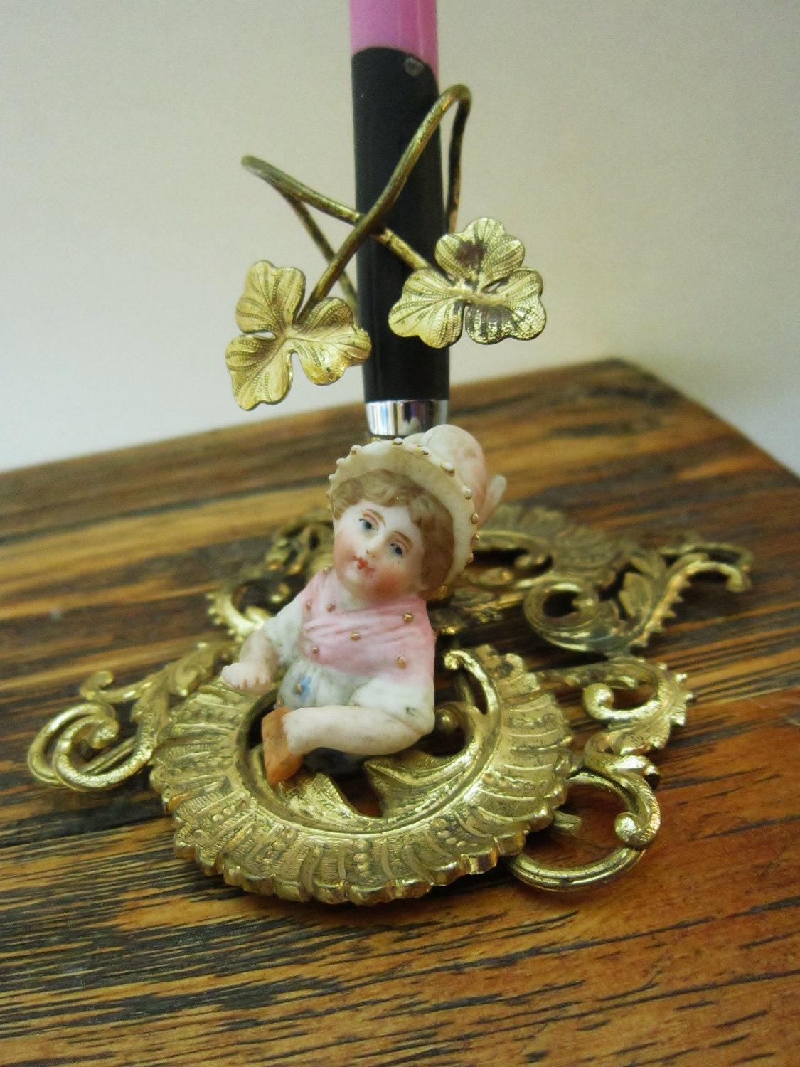 Victorian Bud Vase Vintage Pen Holder Lady Figurine Garden