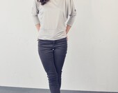 fashion silver shirt, shiny jerseyshirt, batwing, peplum, dolman sleeves, silver, longsleeve