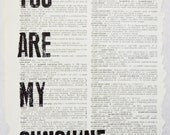 Upcycled Vintage Dictionary Page Typographic Prints - Options Available