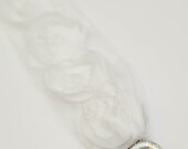 Pacifier Clip Pacifier Holder with Shabby Chiffon Flowers and Rhinestone
