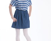 Cotton Mini Dress with Pockets / Navy Marine / HANNA / Made to Order