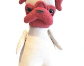 ORGANIC miniature Mon Cher Pug-made from all natural materials (organic, natural, red, linen, wool, tan) pug doll