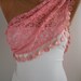 Pink Lace Scarf- Shawl Headband Cowl with Lace Edge