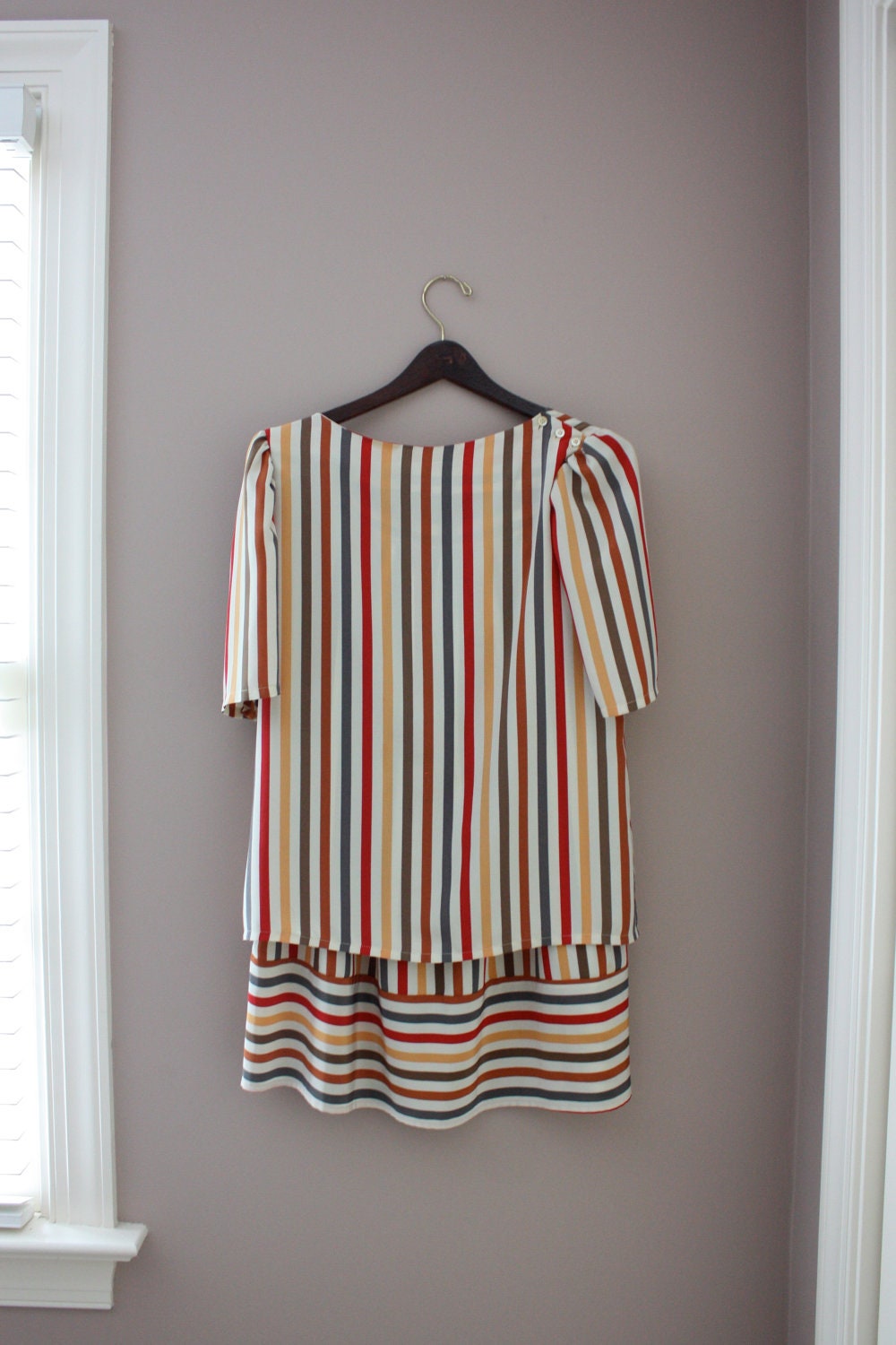 Vintage 70s Striped Blouse and Skirt Set (MEDIUM/LARGE)