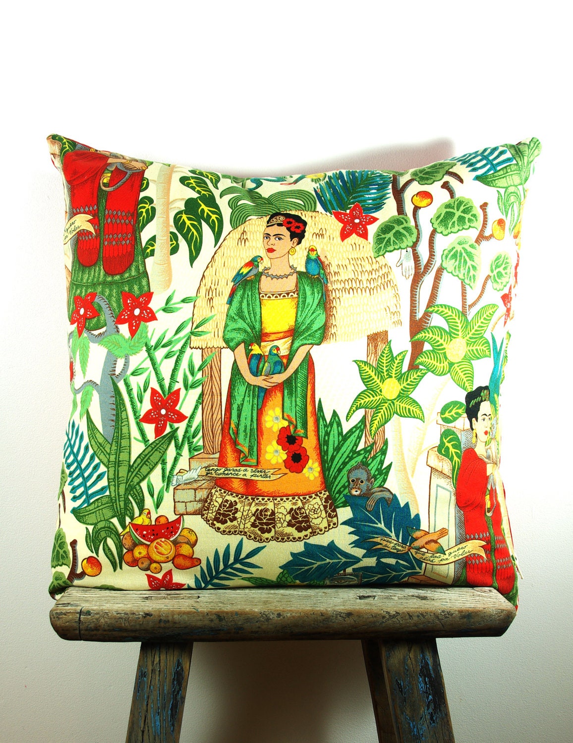 Cushion Cover LARGE Frida Kahlo Bright Colourful Day of the Dead Mexican Fabric 55cm x 55cm 22' x 22'