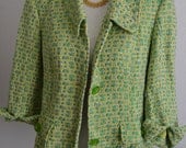 vintage neon lime green tweed jacket blazer coat size 10