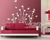 Vinyl wall decals white flowers vinyl wall sticker art Nursery wall decal kids florals Playing room- butterfly and  flowers Z123 by Cuma