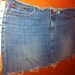 Denim Cut up Distressed Waisted Faded Blue Denim Mini Skirt with Orange Stitching Jean Skirt