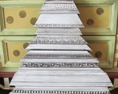 Free Shipping...Large 2 ft tall Wooden Picture Frame Molding Christmas Tree Decoration Carved, White, Shabby Chic