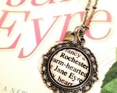 Jane Eyre and Mr Rochester Antiqued Bronze Book Page Necklace from Charlotte Bronte's Novel