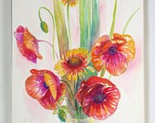 Wildflowers - original watercolor A4 size. Holidays gift. Mothers Day