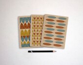 Handcrafted Mini Journal, Notebook, Sketch Book, Recycled, Geometric 3 Pack
