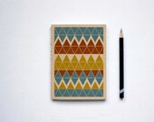 Handmade Notebook, Sketchbook, Journal Geometric Triangles Pattern Recycled Mini