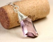 SALE Swarovski Necklace Wire Wrapped Jewelry Handmade Swarovski Crystal Jewelry Sterling Silver Jewelry Handmade Dusty Rose Necklace