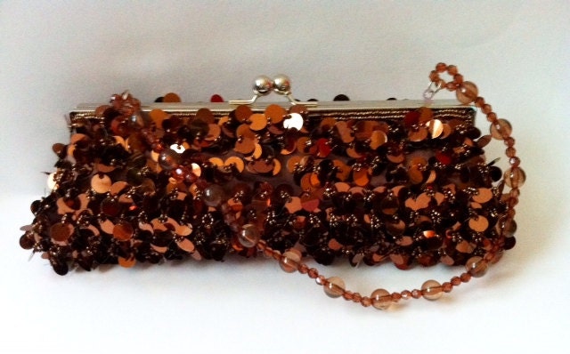 Bronze Paillette & Beaded Evening Bag