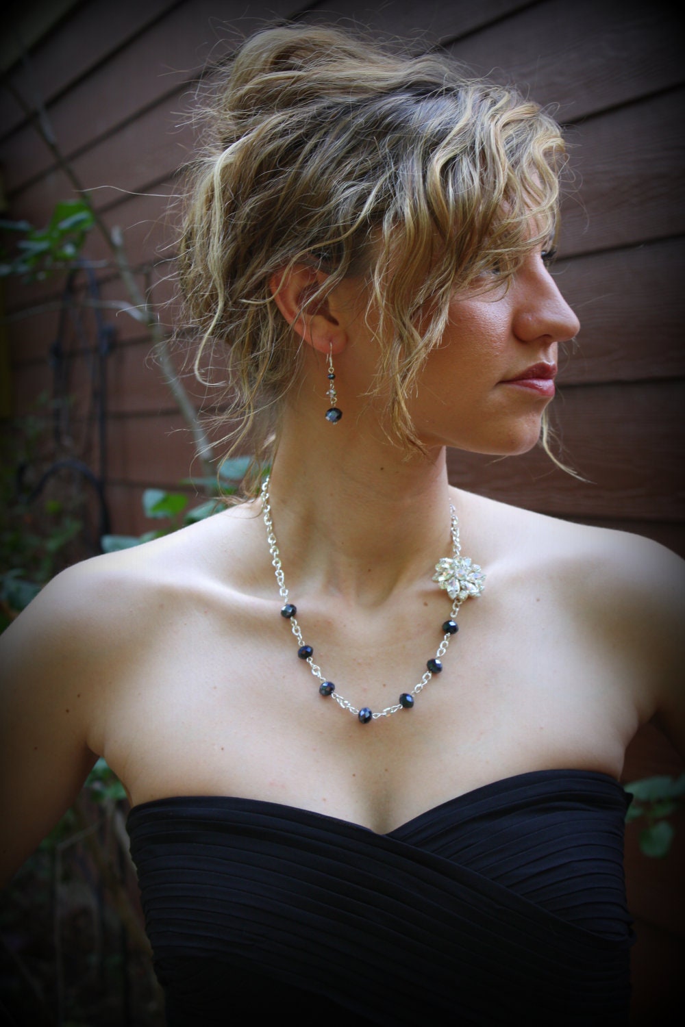 Bridesmaid Gift Set-Necklace and Earring Set-Wedding Party Jewelry-Midnight Blue Jewelry-Navy Bridesmaid Jewelry